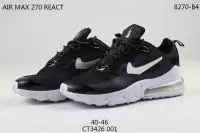 nike hommes air max 270 react trainers ct3426 001 wave black